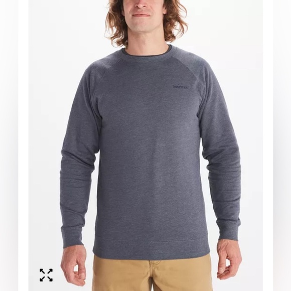 Marmot Mountain Peaks Graphic Crewneck Sweatshirt Gray Medium Mens Hiking Comfy - Picture 2 of 10